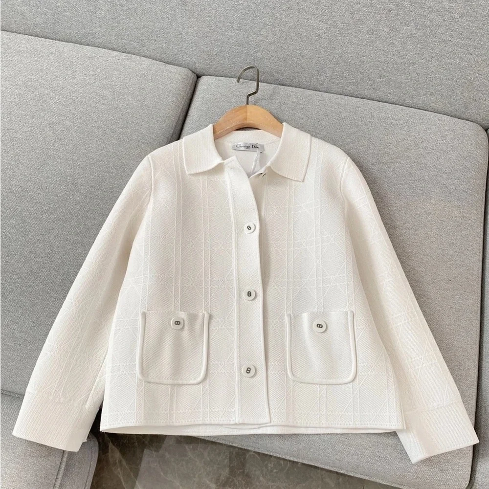 Dior Cream Button-Front Textured Jacket